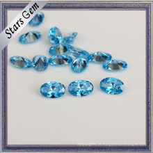 Zircônia cúbica cortada do diamante azul oval do Aqua para a jóia